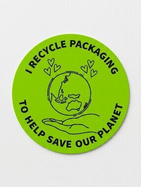 3/$15 50pc 2” Large Round Recycle Packaging Stickers Shipping Labels Blue Green